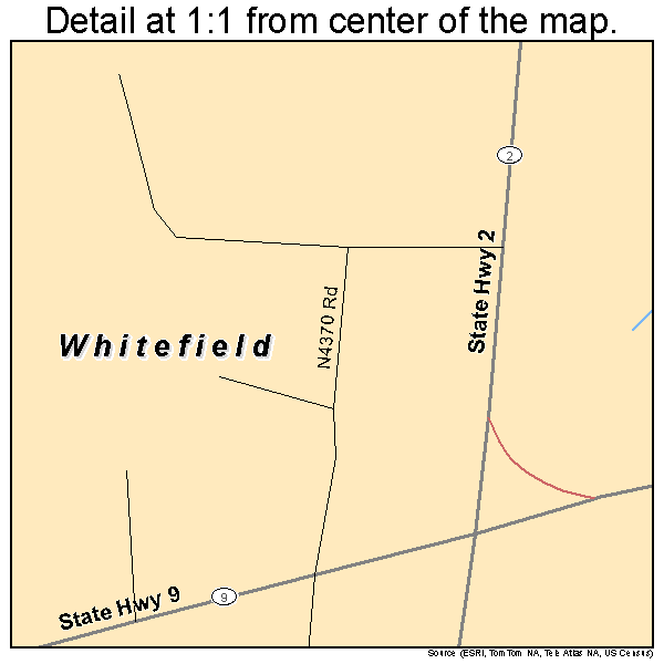 Whitefield, Oklahoma road map detail
