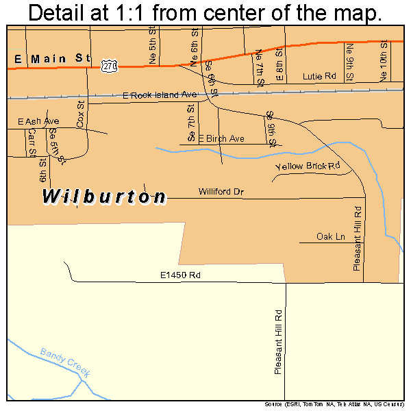 Wilburton, Oklahoma road map detail