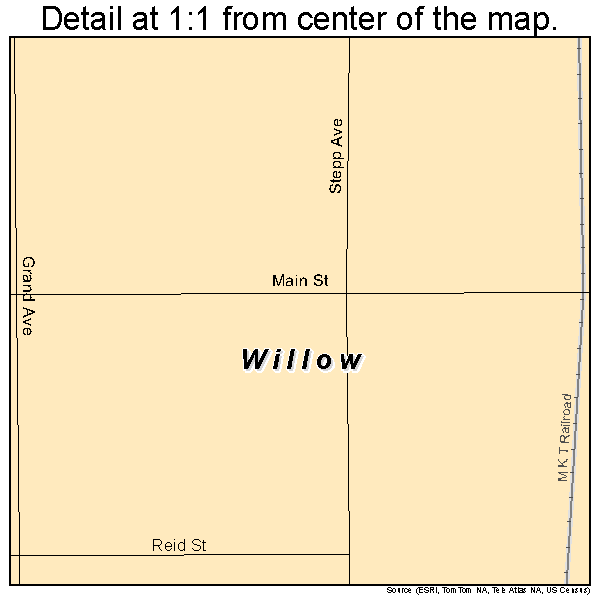 Willow, Oklahoma road map detail