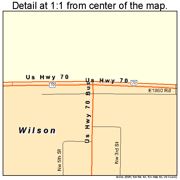 Wilson, Oklahoma road map detail