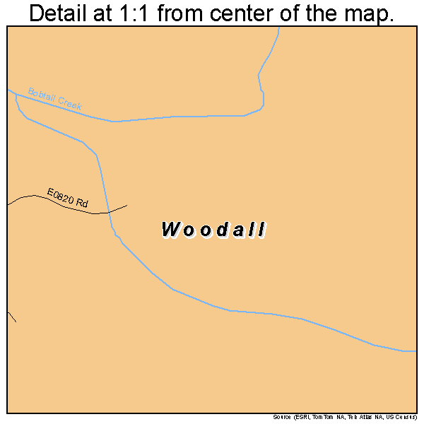Woodall, Oklahoma road map detail