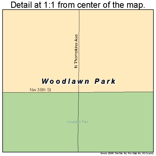 Woodlawn Park, Oklahoma road map detail