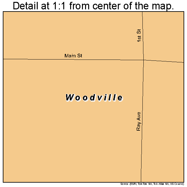 Woodville, Oklahoma road map detail