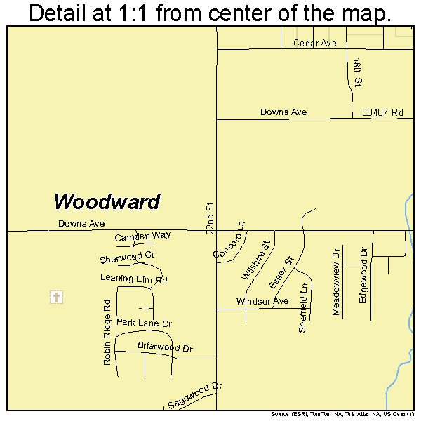 Woodward, Oklahoma road map detail