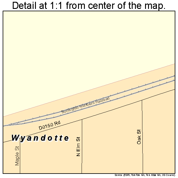 Wyandotte, Oklahoma road map detail