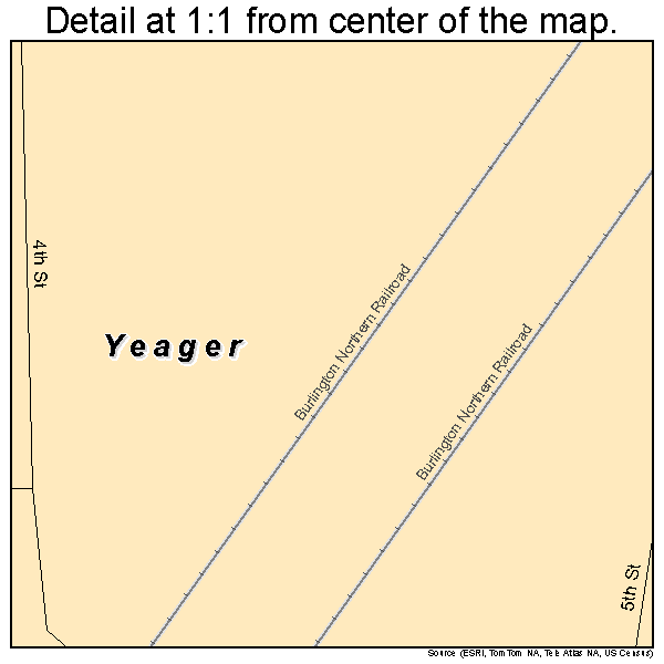 Yeager, Oklahoma road map detail