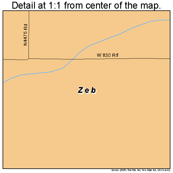 Zeb, Oklahoma road map detail