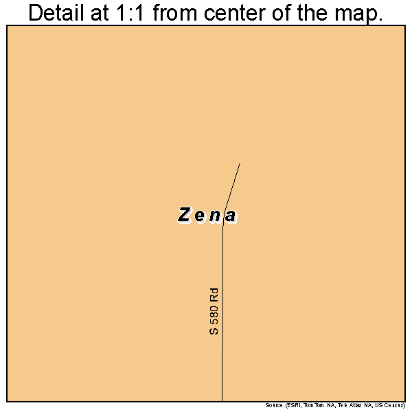 Zena, Oklahoma road map detail