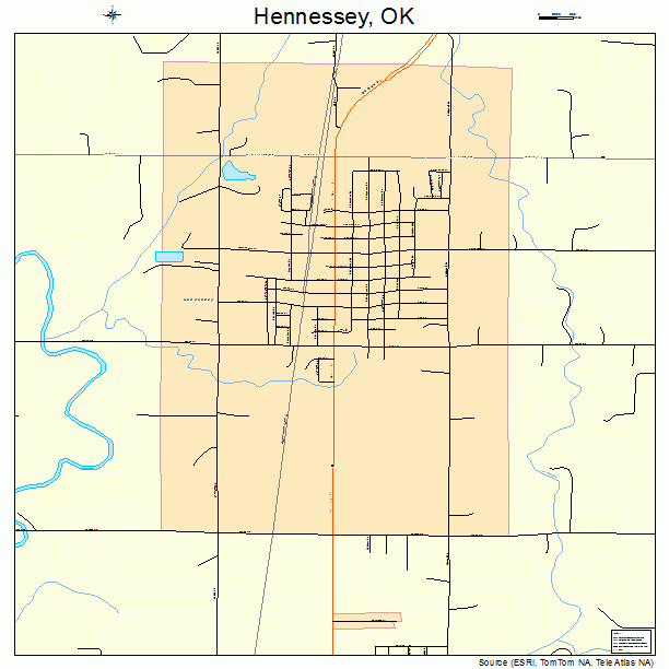 Hennessey, OK street map