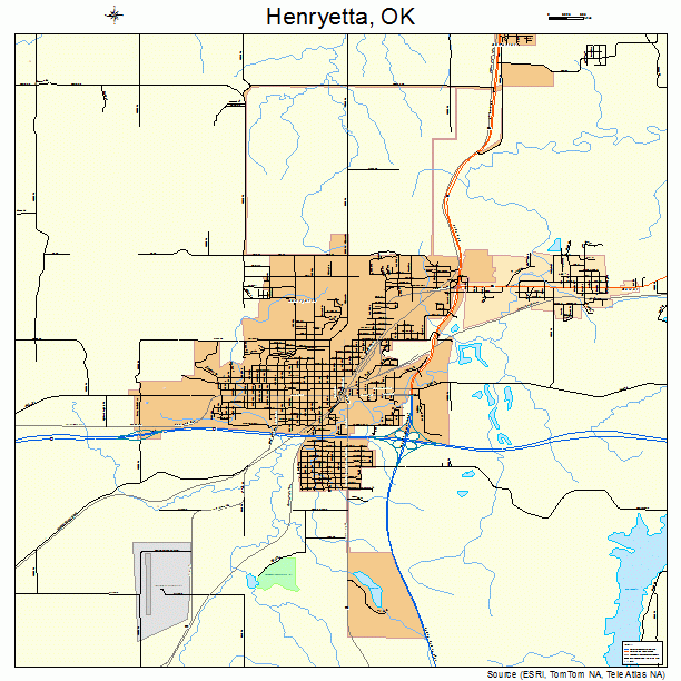 Henryetta Oklahoma Street Map 4033750