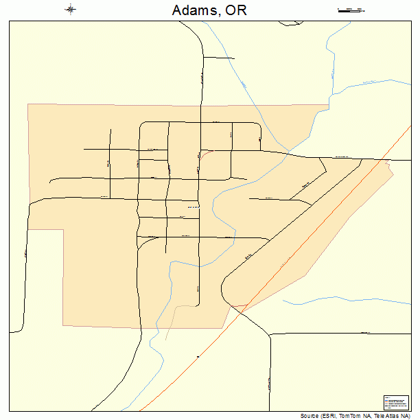 Adams, OR street map