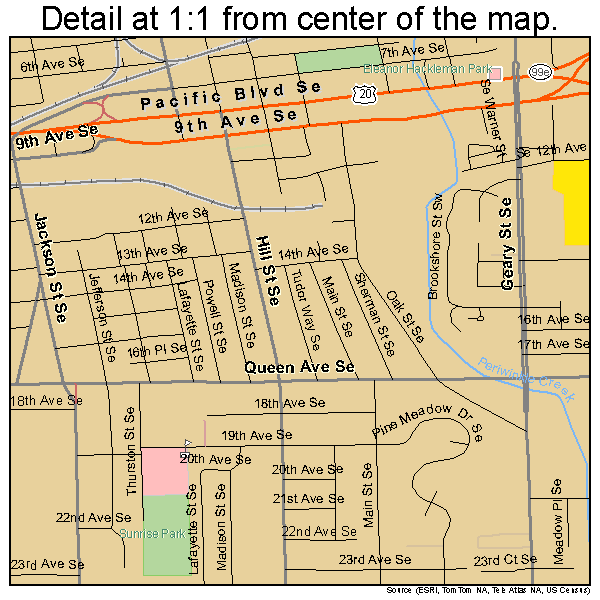 Albany, Oregon road map detail