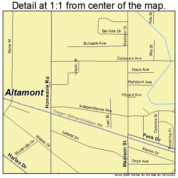 Altamont, Oregon road map detail