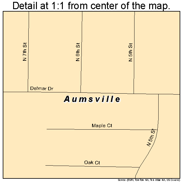 Aumsville, Oregon road map detail