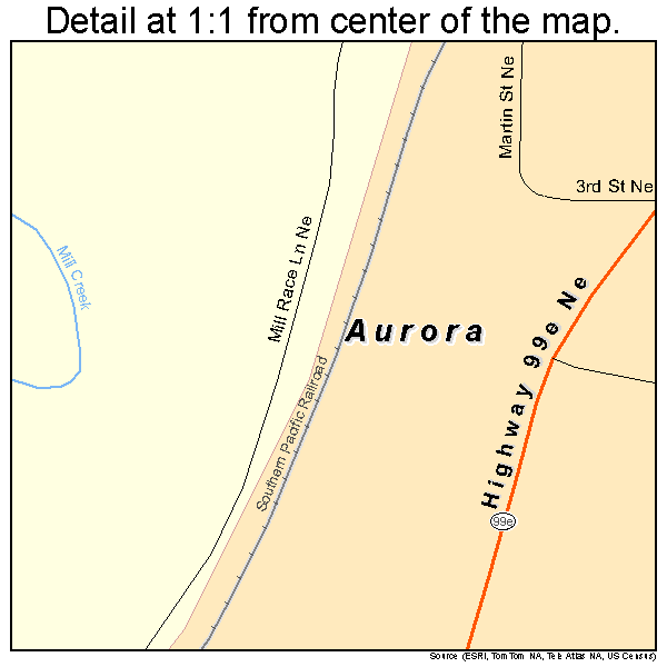 Aurora, Oregon road map detail