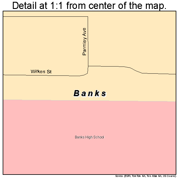Banks, Oregon road map detail