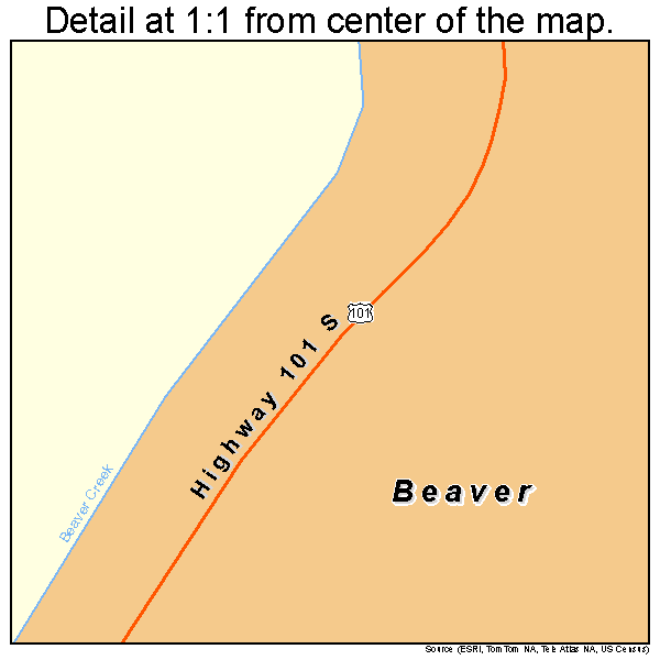 Beaver, Oregon road map detail
