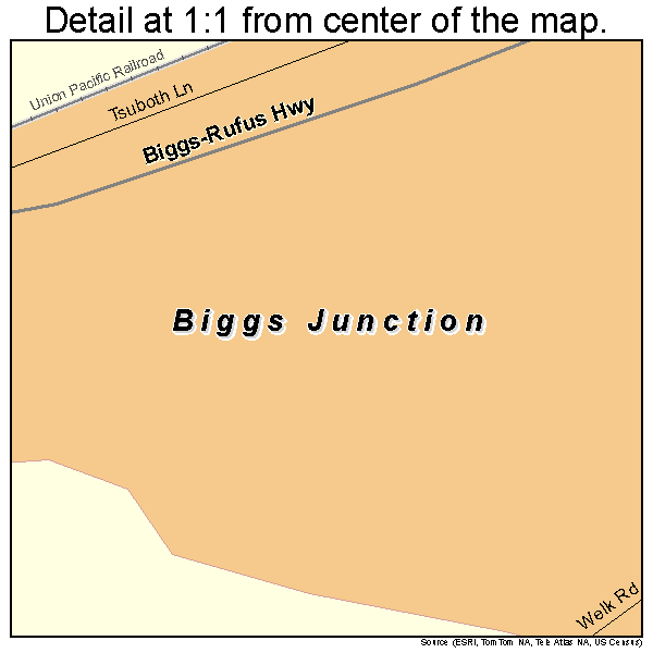 Biggs Junction, Oregon road map detail