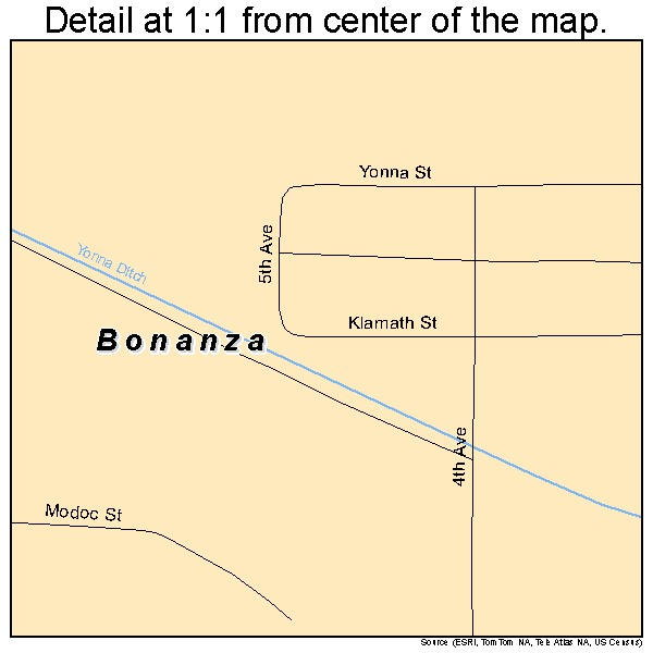 Bonanza, Oregon road map detail