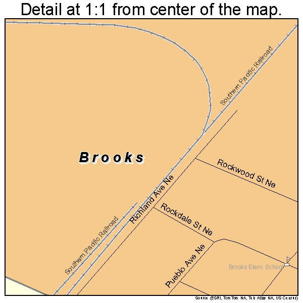 Brooks, Oregon road map detail