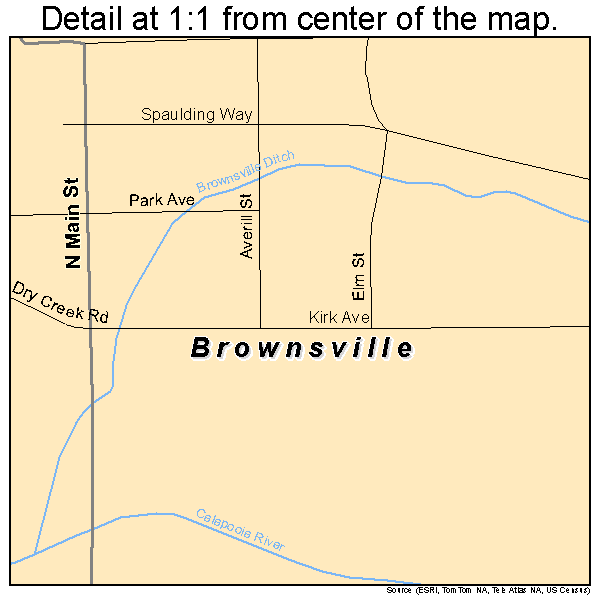 Brownsville, Oregon road map detail