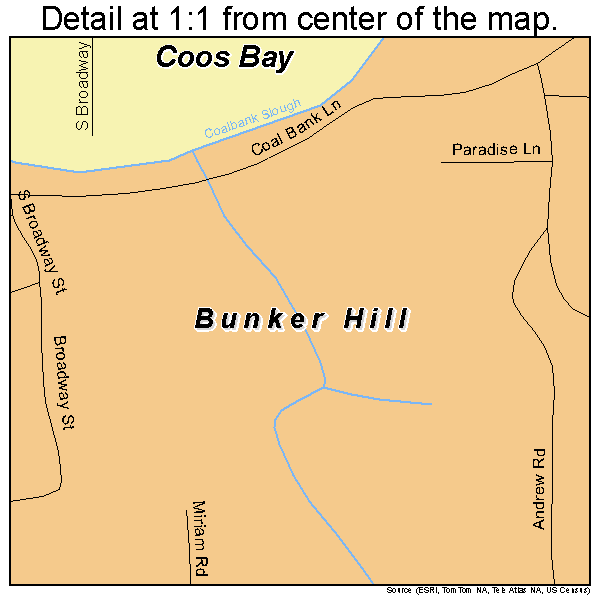 Bunker Hill, Oregon road map detail