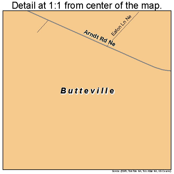 Butteville, Oregon road map detail
