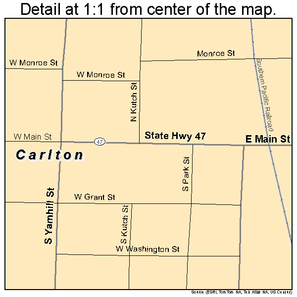 Carlton, Oregon road map detail