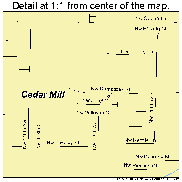 Cedar Mill, Oregon road map detail