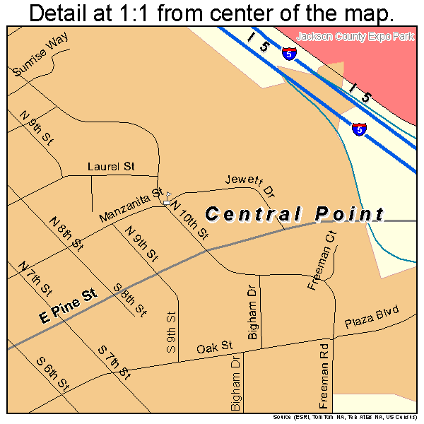 Central Point, Oregon road map detail
