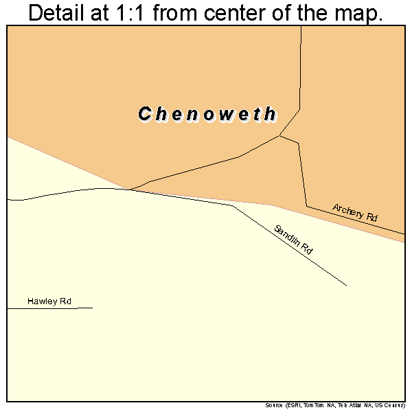 Chenoweth, Oregon road map detail