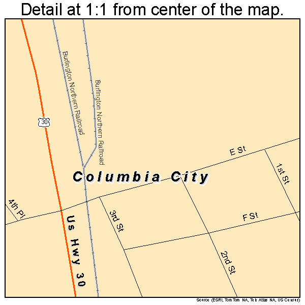Columbia City, Oregon road map detail