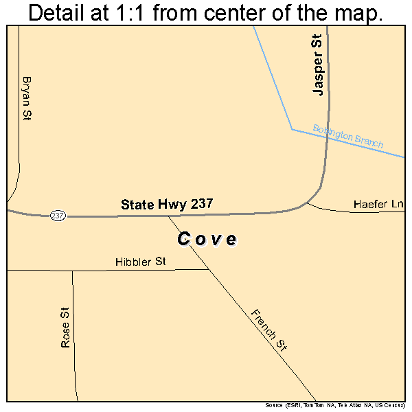 Cove, Oregon road map detail