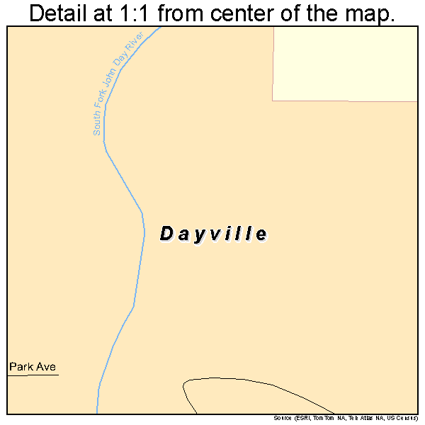 Dayville, Oregon road map detail