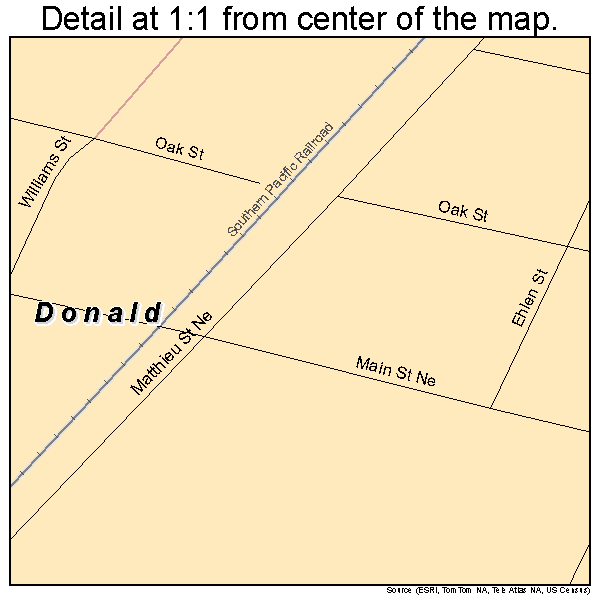 Donald, Oregon road map detail