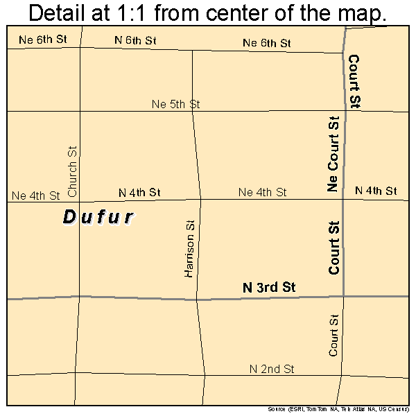 Dufur, Oregon road map detail
