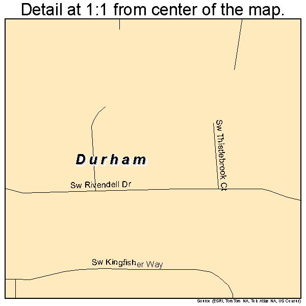 Durham, Oregon road map detail