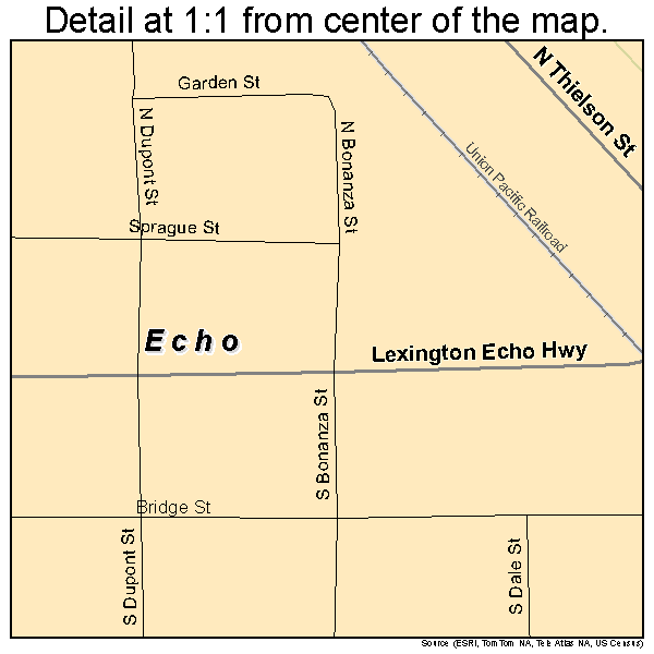 Echo, Oregon road map detail