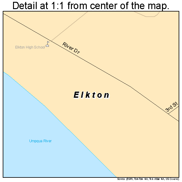 Elkton, Oregon road map detail