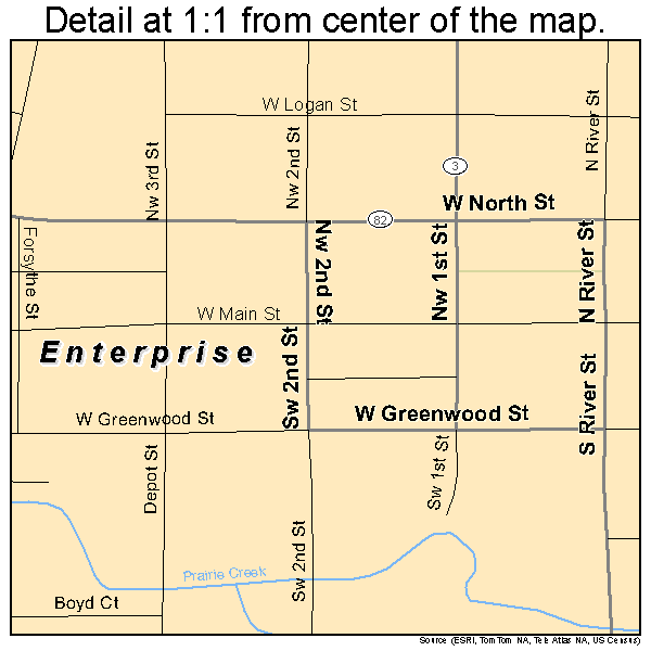 Enterprise, Oregon road map detail