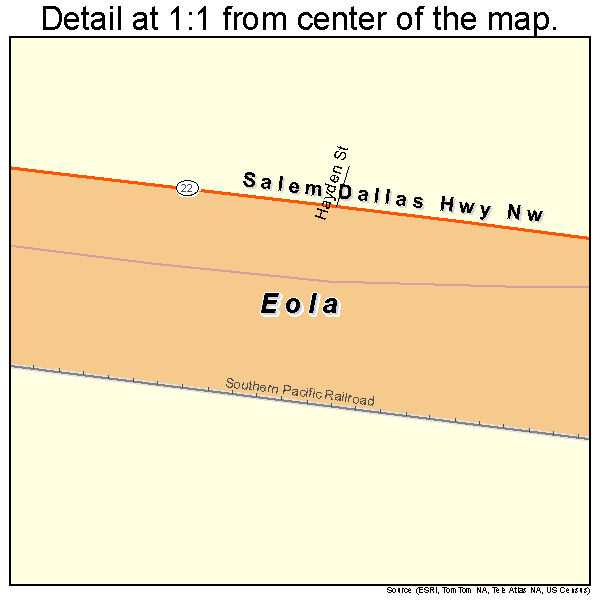 Eola, Oregon road map detail