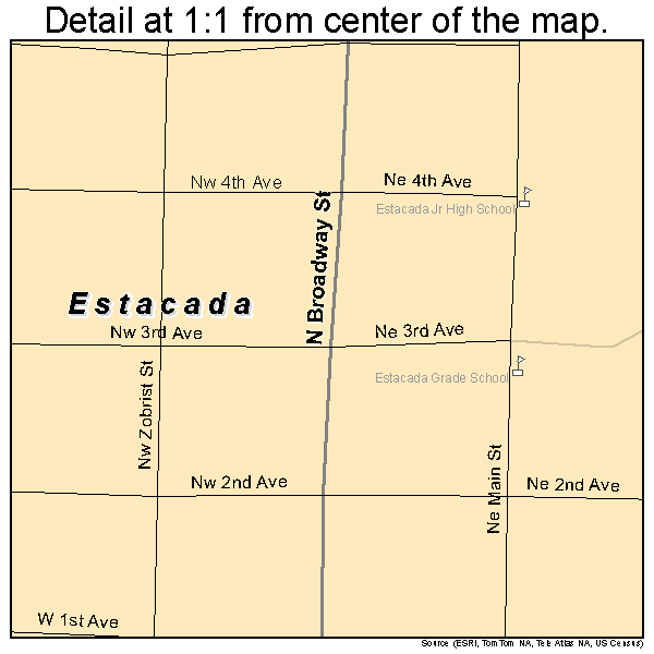 Estacada, Oregon road map detail