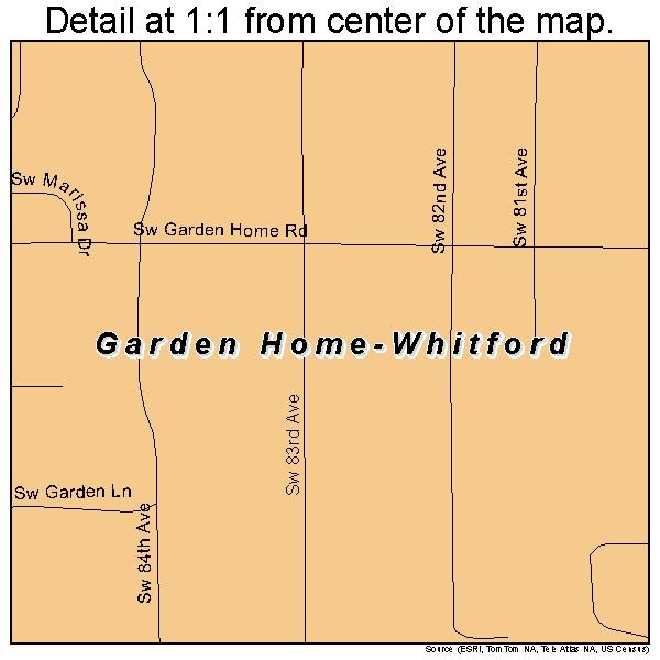 Garden Home-Whitford, Oregon road map detail