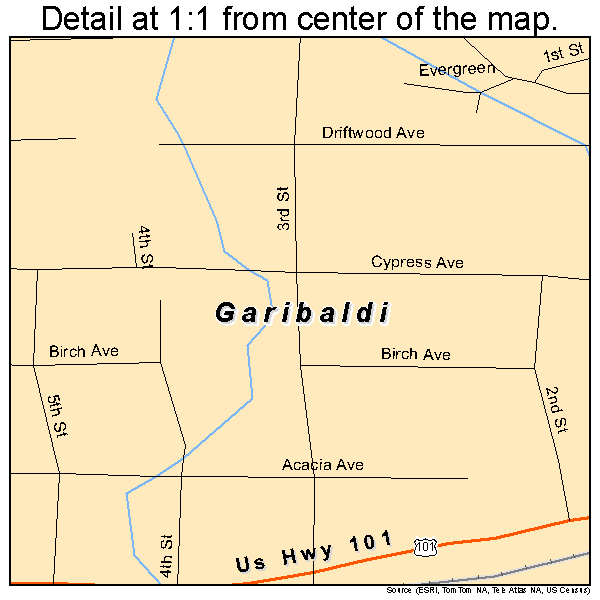 Garibaldi, Oregon road map detail