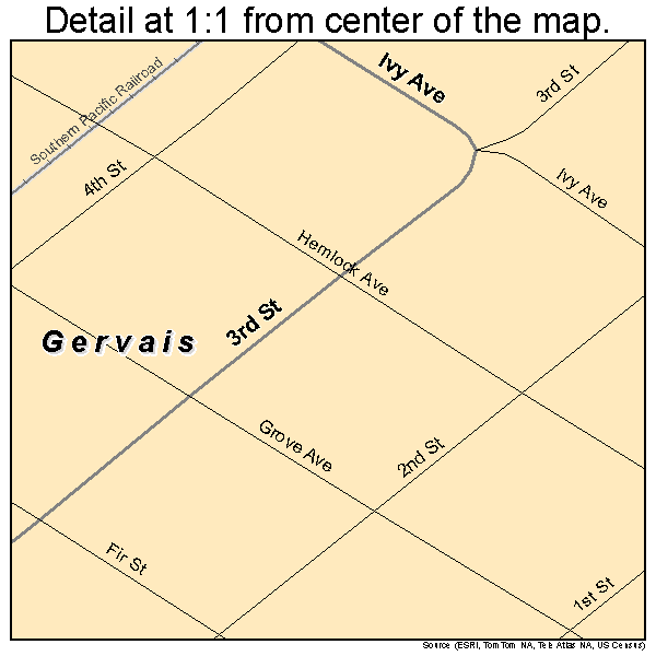 Gervais, Oregon road map detail