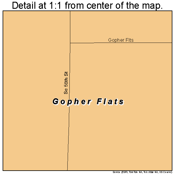 Gopher Flats, Oregon road map detail