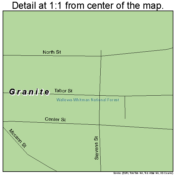 Granite, Oregon road map detail