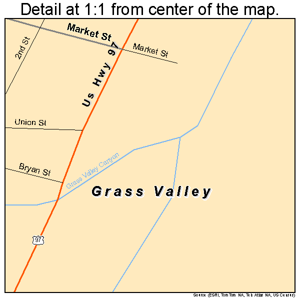Grass Valley, Oregon road map detail