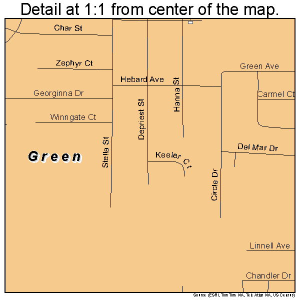 Green, Oregon road map detail