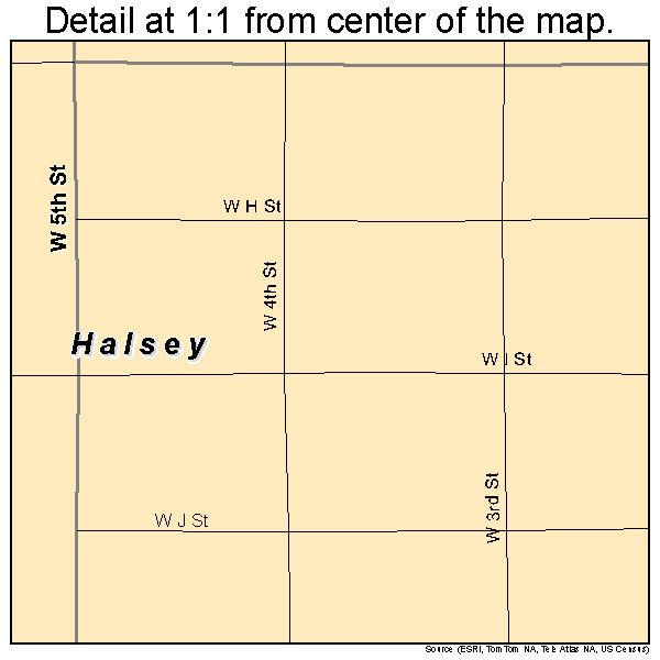 Halsey, Oregon road map detail